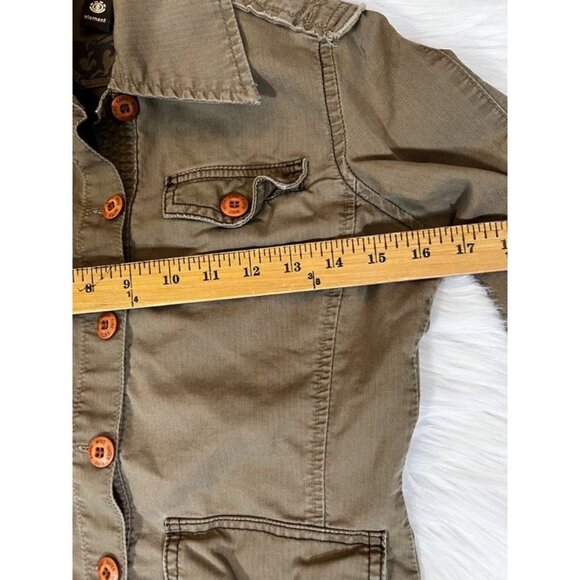 Element Military Shirt Shacket Women's XS Green Solid Long Pockets Twill Safari - Picture 3 of 10
